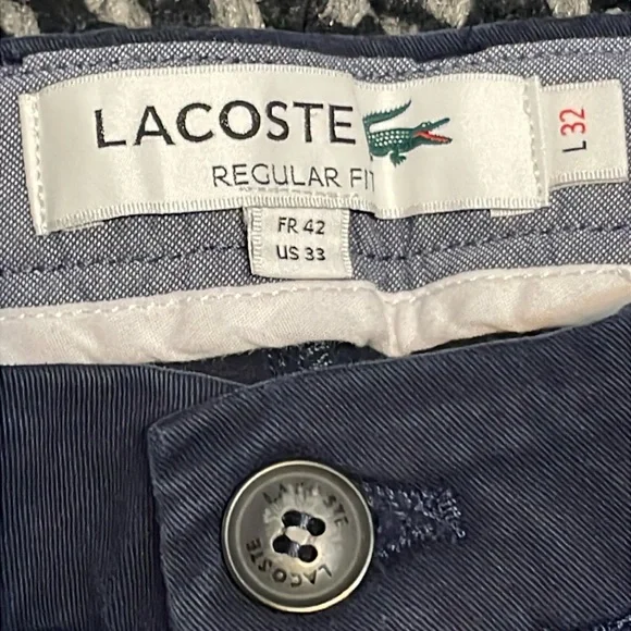 Lacoste Regular Fit Chinos Sz 33 Navy Preppy Classic Ivy League Country Club